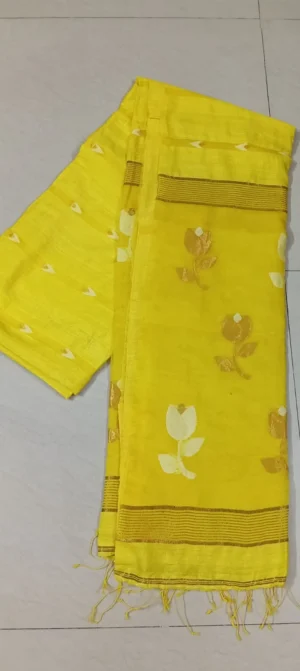 yellow matka silk saree