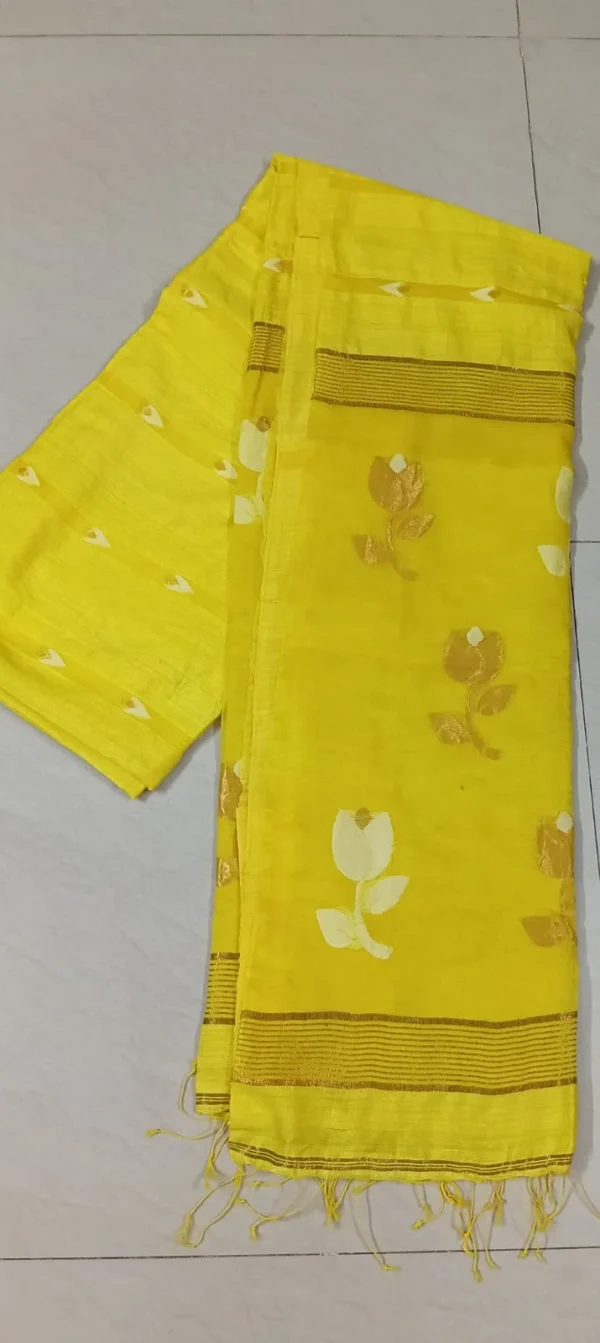 yellow matka silk saree
