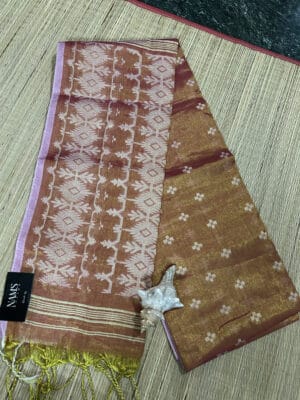 Copper Gold Jamdani Tissue Saree