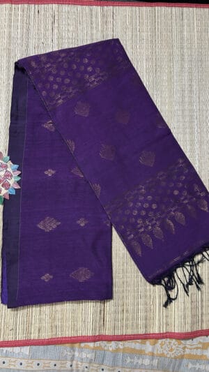 Royal Purple Organic Linen Saree with Zari Work