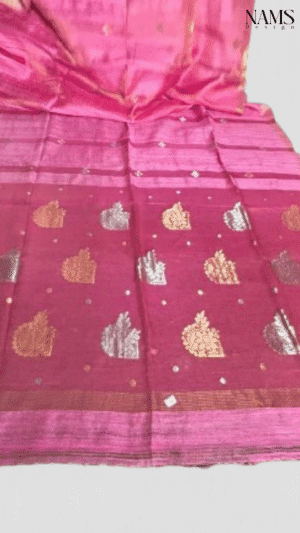 Regal Purple Tussar Silk Saree with Zari Buta and Ornate Zari Border