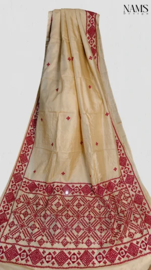 Sand Beige Tussar silk saree
