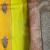 Yellow color with stripe golden zari border Kora Rangkat saree