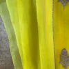 Yellow color with stripe golden zari border Kora Rangkat saree