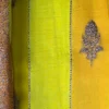 Yellow color with stripe golden zari border Kora Rangkat saree