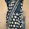 Black Hand Block Printed Zari Border Ajrak Cotton Saree
