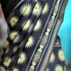 Black Hand Block Printed Zari Border Ajrak Cotton Saree