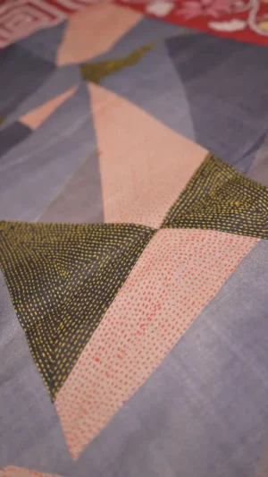 Grey Tussar Kantha Saree