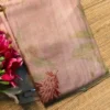 Baby pink color eco printed Tussar silk saree Saree