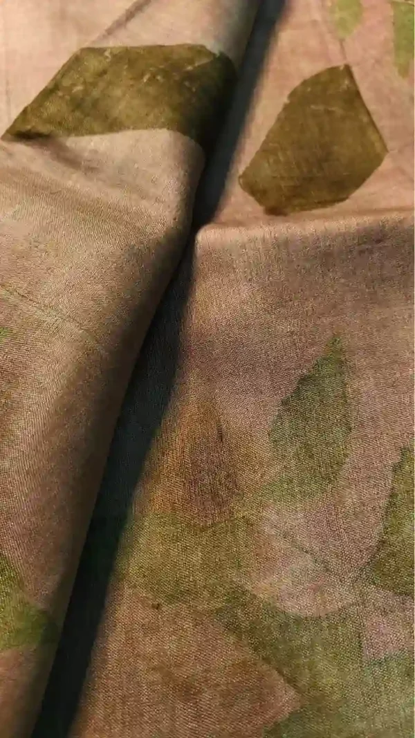 Baby pink color eco printed Tussar silk saree Saree