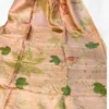 Baby pink color eco printed Tussar silk saree Saree
