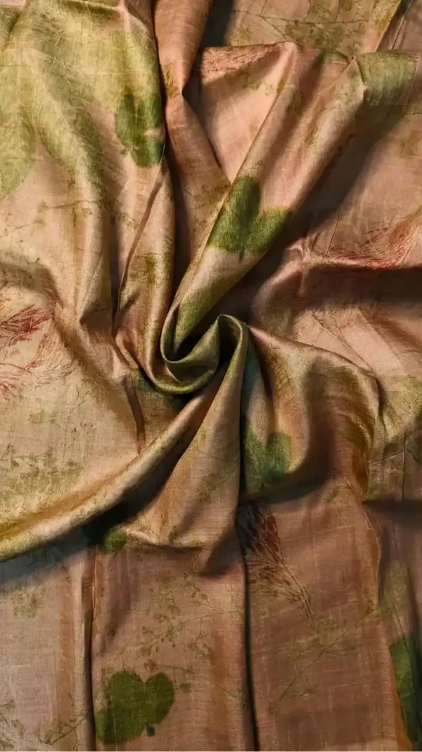 Baby pink color eco printed Tussar silk saree Saree