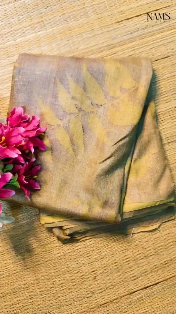 Sap Green Tussar Eco Print Saree