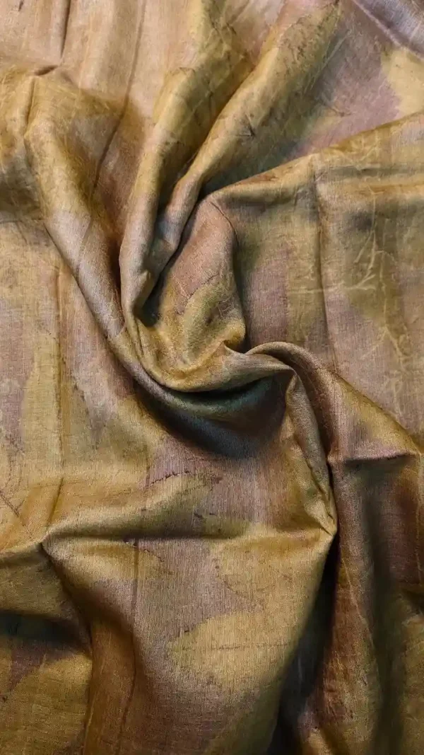 Sap Green Tussar Eco Print Saree