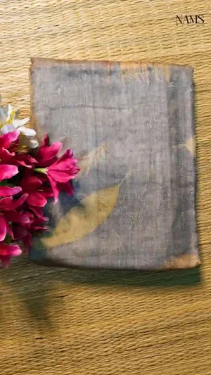 Grey Tussar Eco Printed Saree
