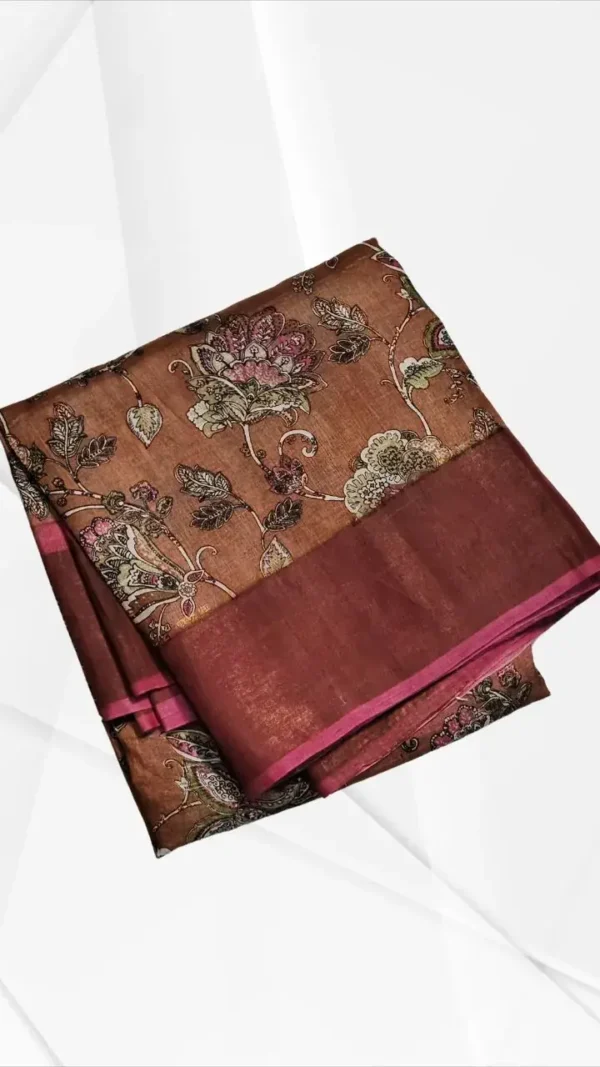 Copper Tussar Zari Saree