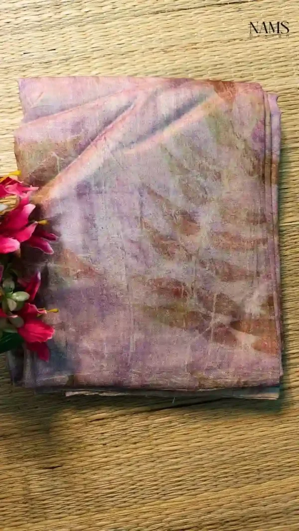 Exquisite Wine Tussar Eco Printed Saree – Timeless Elegance