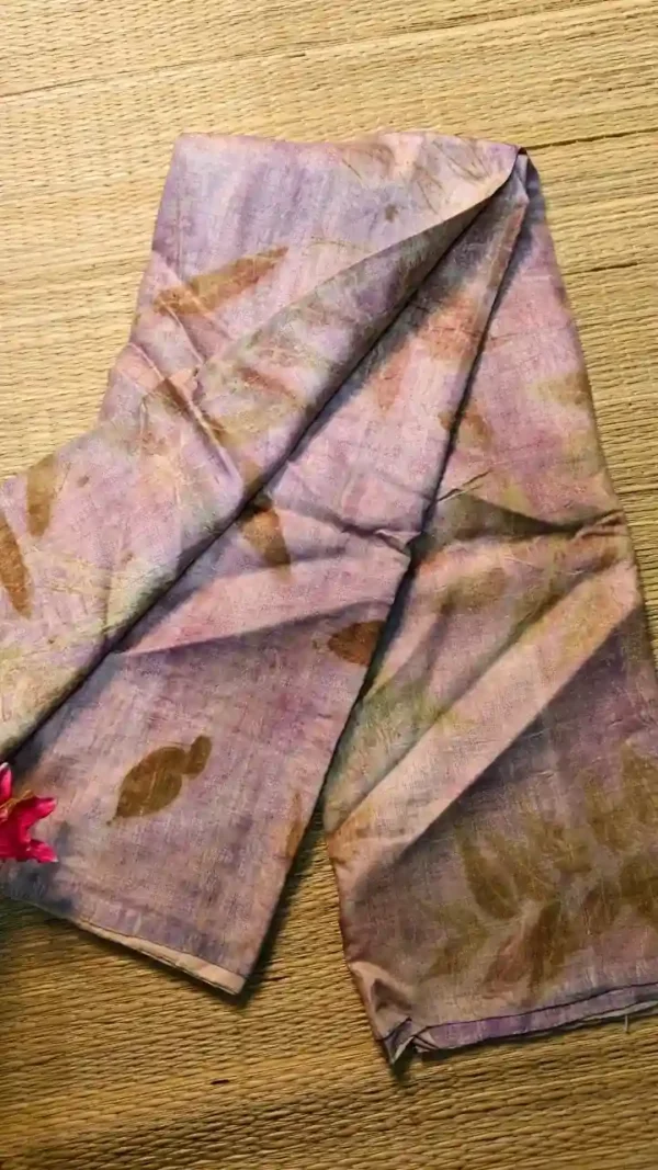 Wine color eco printed Tussar silk saree Saree