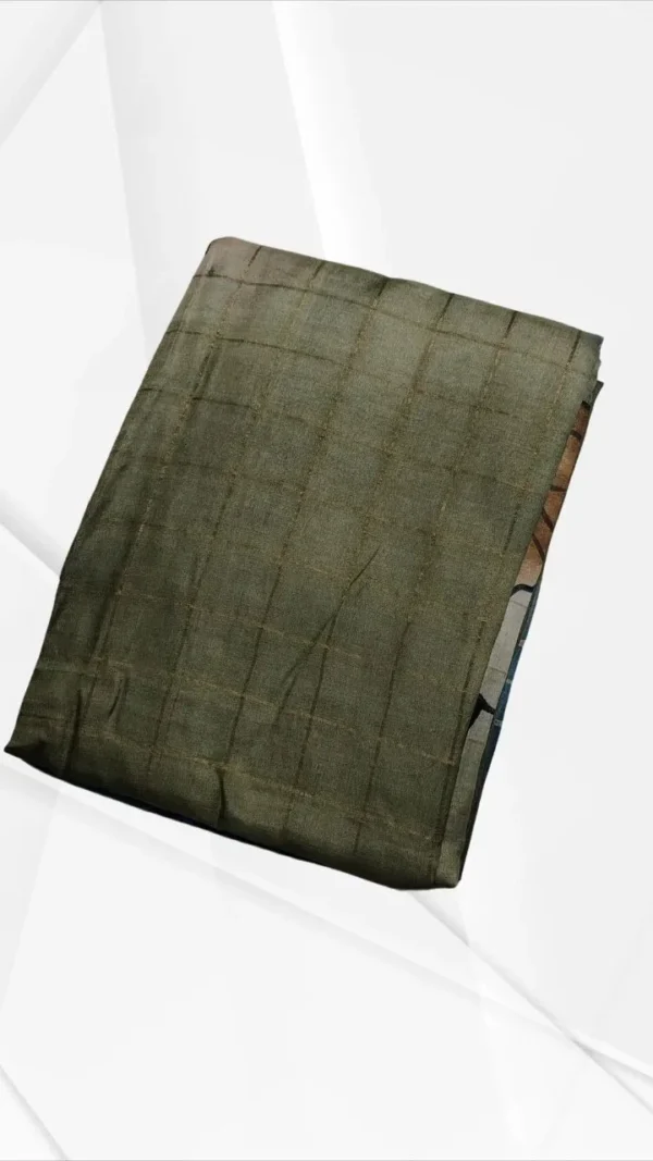 Light Green Tussar Zari Hand Painted Saree