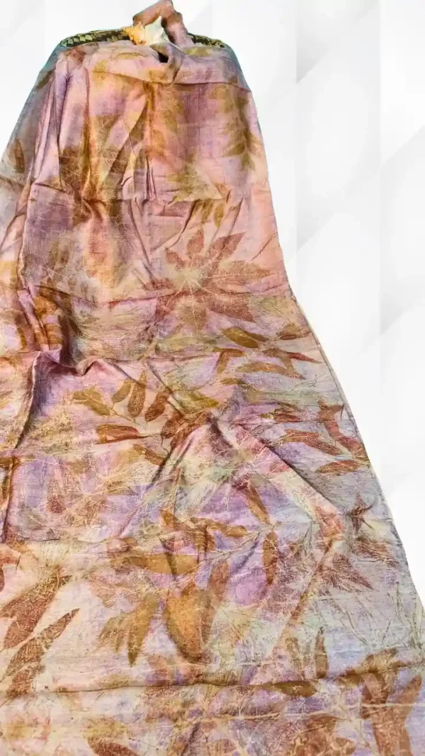 Wine color eco printed Tussar silk saree Saree