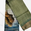 Light Green Tussar Zari Hand Painted Saree