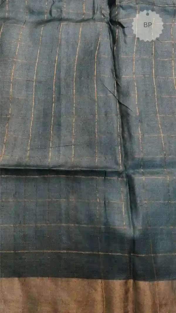 Light Green Tussar Zari Hand Painted Saree