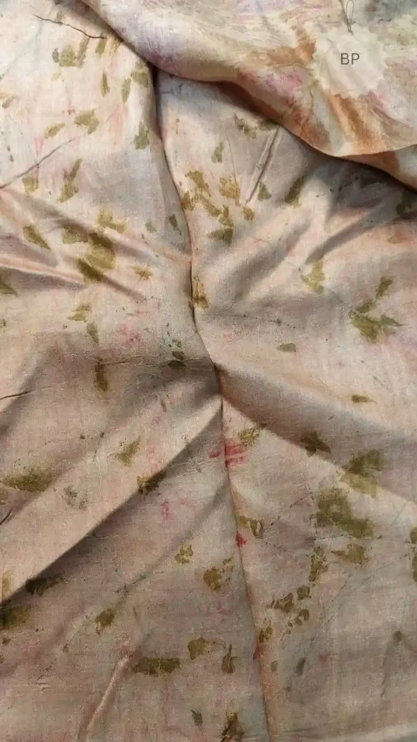 Wine color eco printed Tussar silk saree Saree