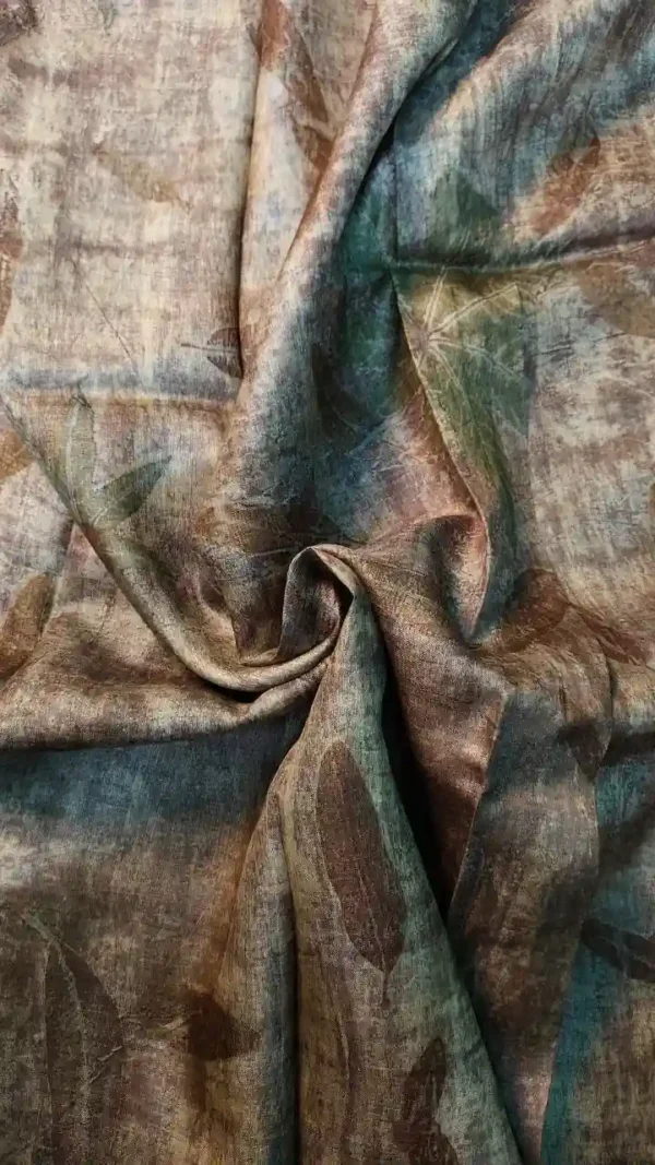Rust color eco printed Tussar silk saree Saree