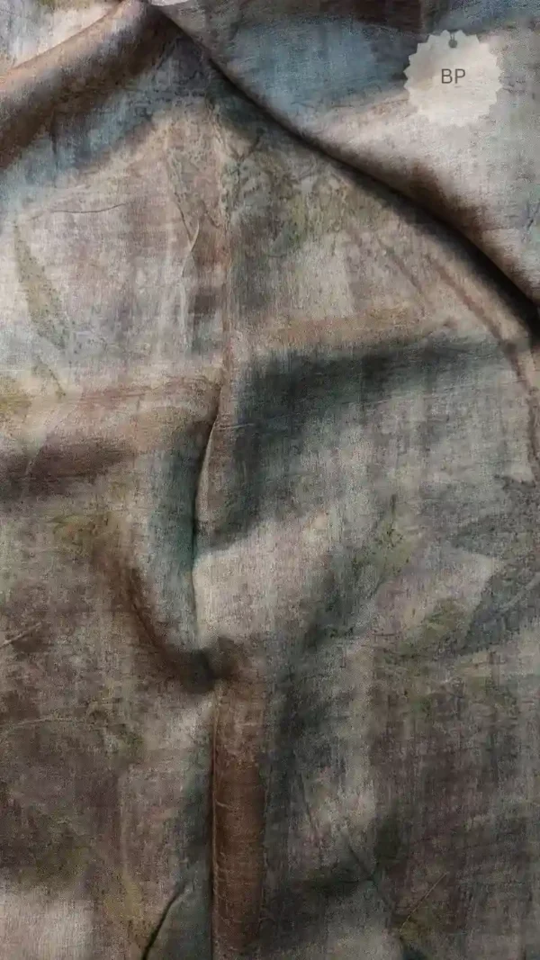 Rust color eco printed Tussar silk saree Saree