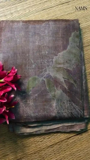 Brown Tussar Eco Print Saree