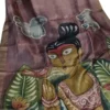 Wine Tussar Zari Hand Painted Saree