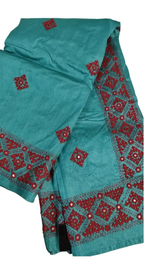 Bright Aqua Tussar silk saree