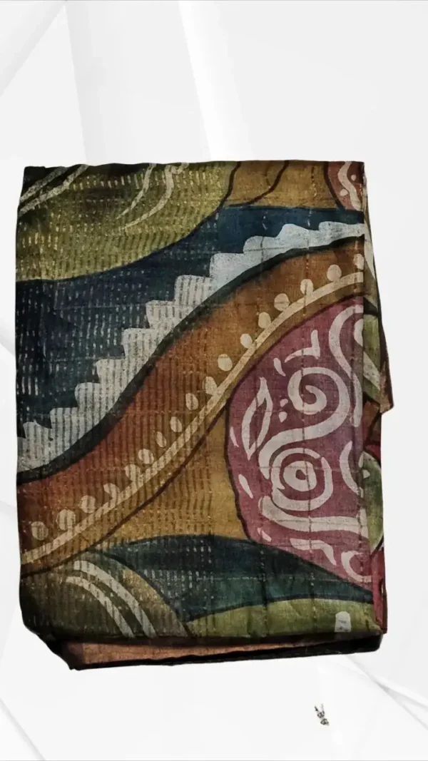 Wine Tussar Zari Hand Painted Saree
