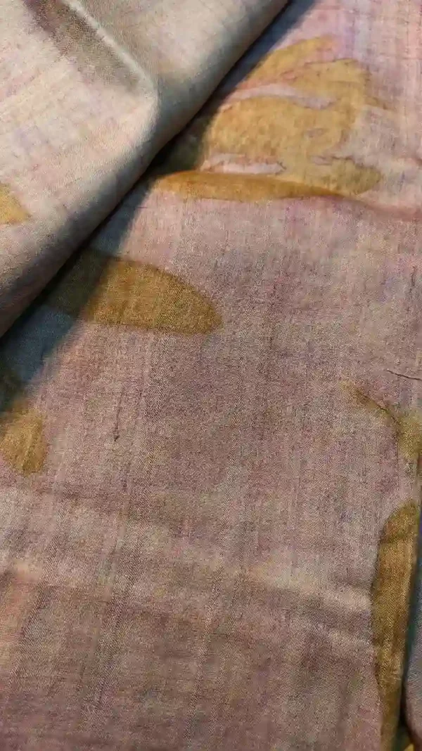 Peach Tussar Eco Printed Saree