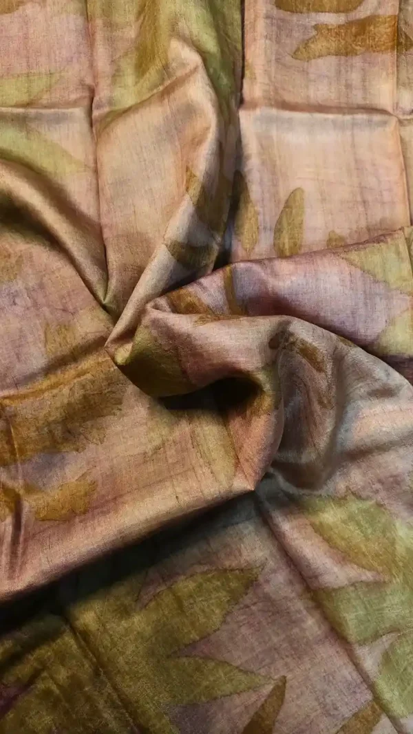 Peach Tussar Eco Printed Saree