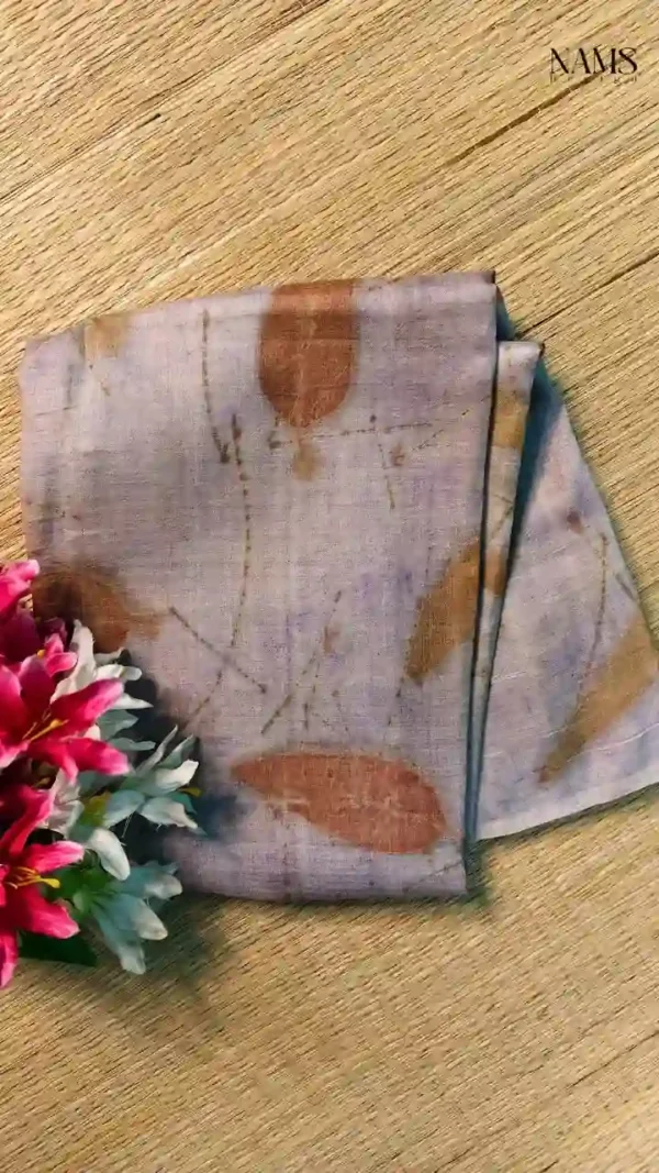 Slate Grey Tussar Eco Printed Saree