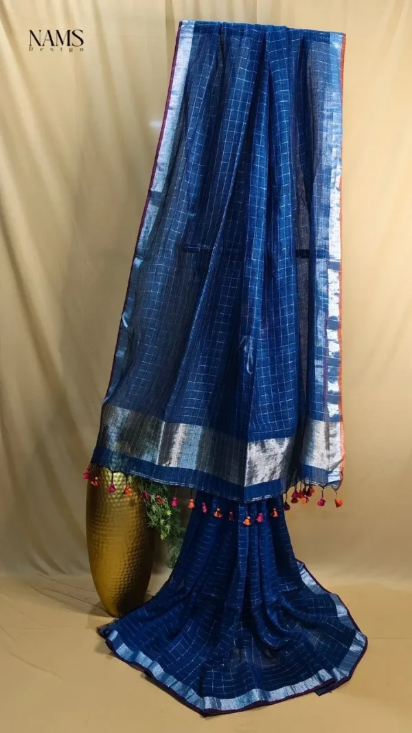Royal Blue Linen Saree