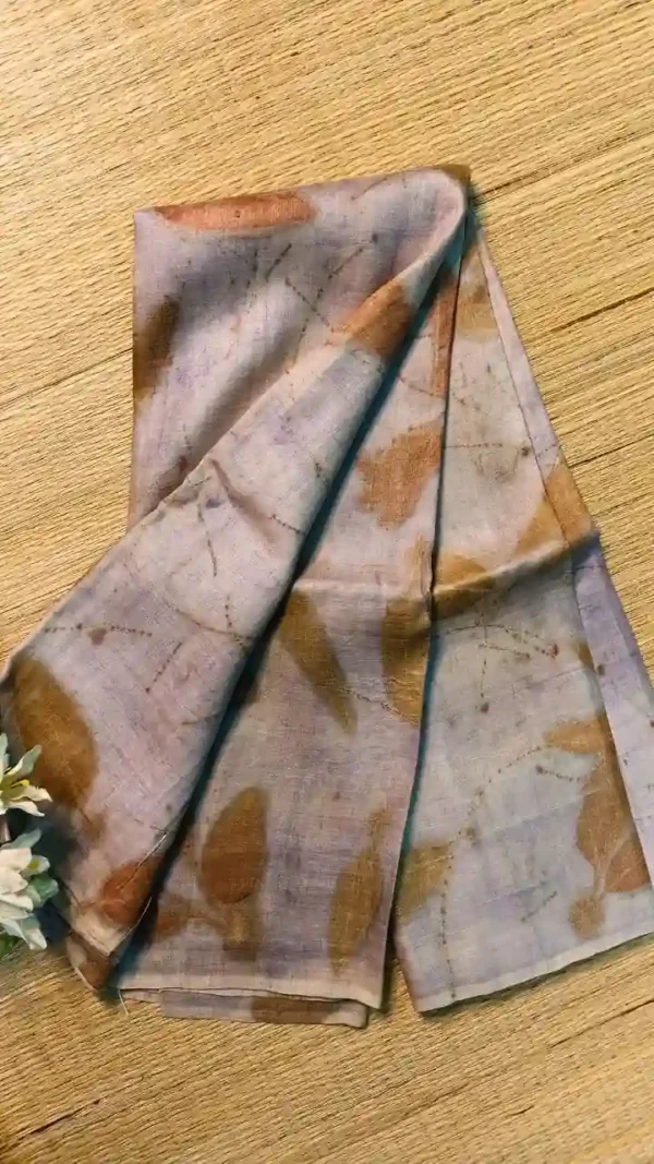 Slate Grey Tussar Eco Printed Saree