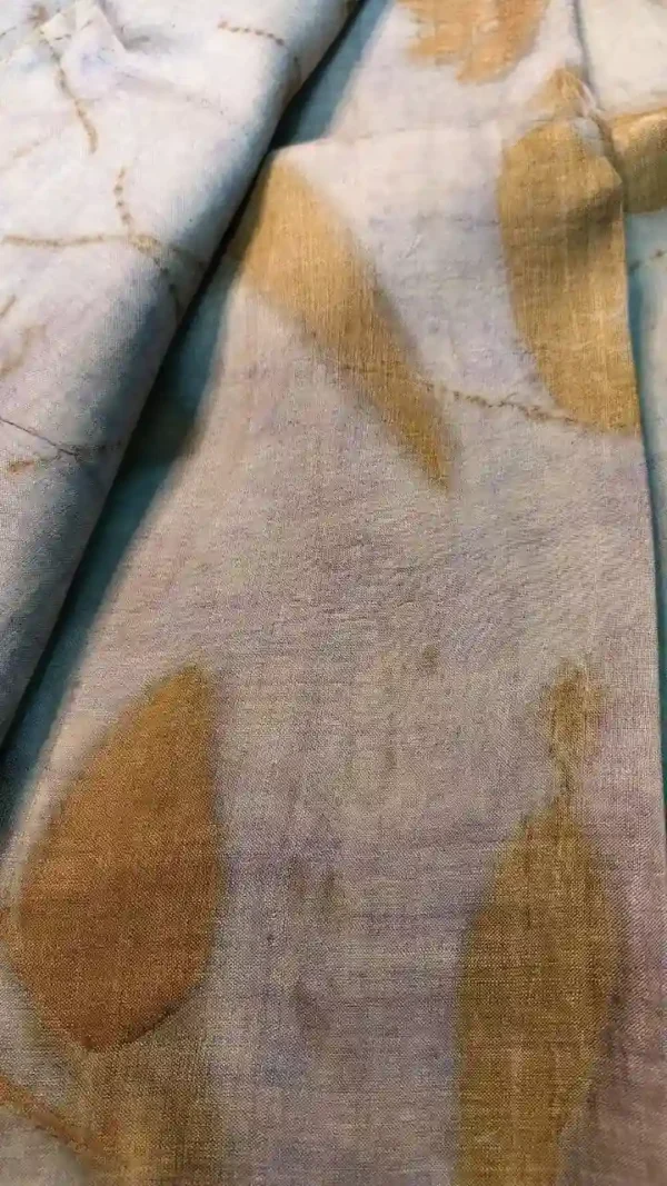 Slate Grey Tussar Eco Printed Saree