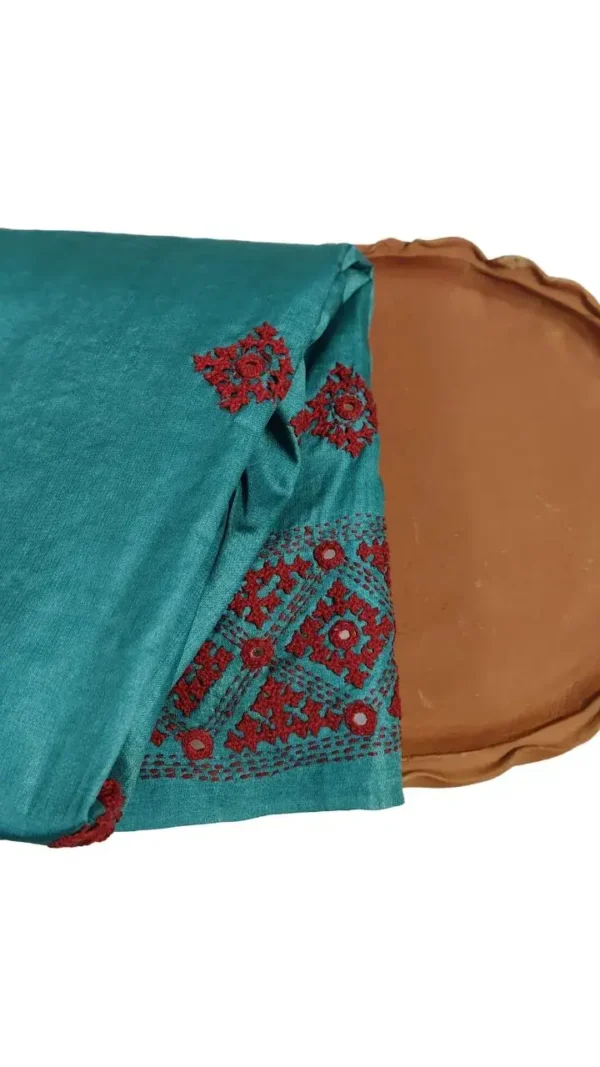 Bright Aqua Tussar silk saree