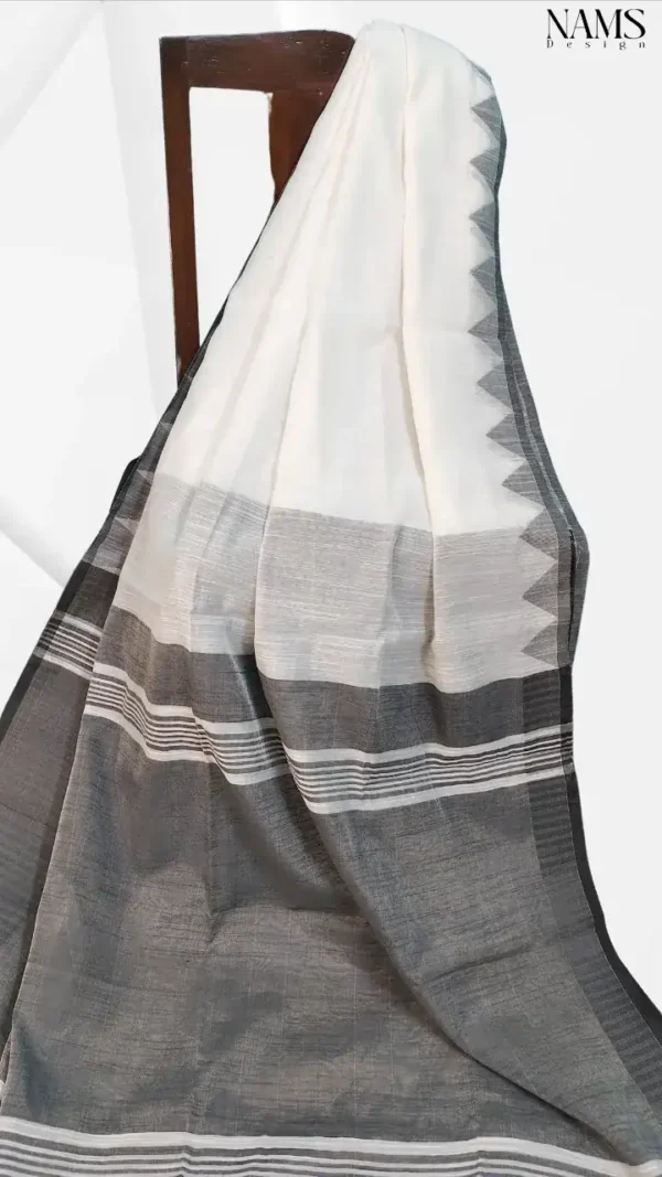 White Cotton Temple Work Saree