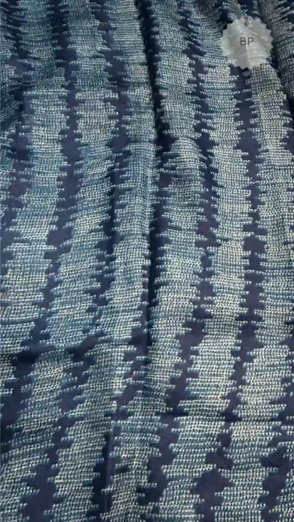 Navy Blue Tussar Needle Print Saree