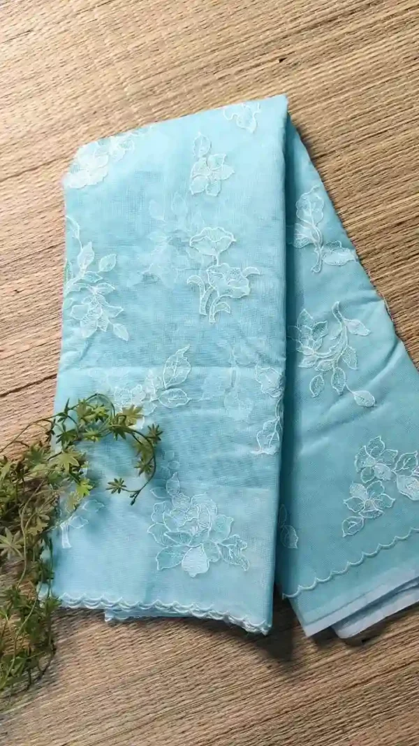 Sky Blue Cotton Kota Saree,cotton