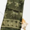 Dark Green Tussar Needle Print Saree