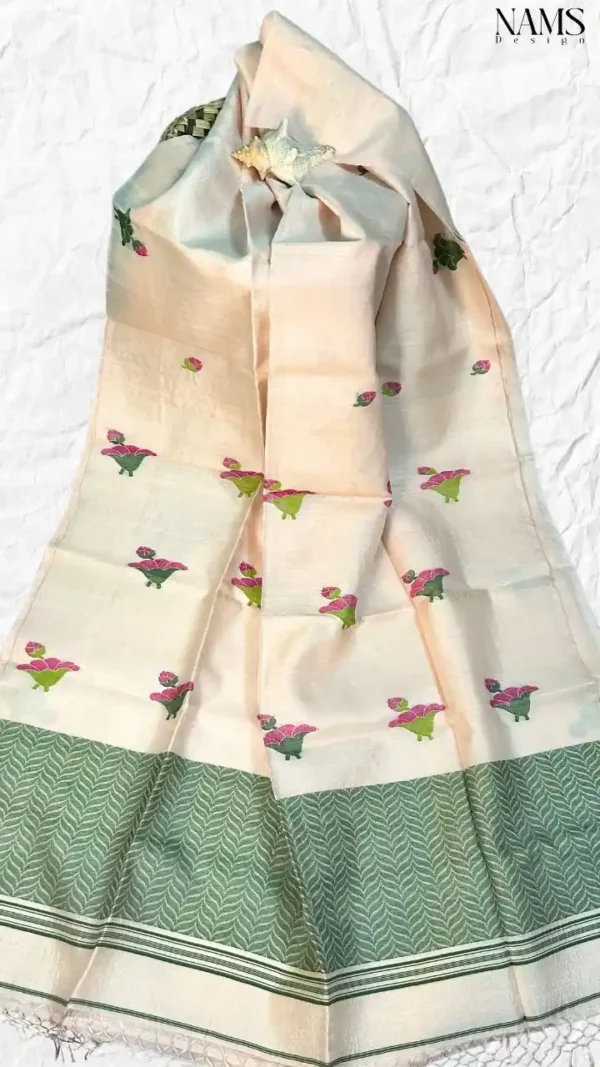 Light Pink Tussar Jamdani Saree