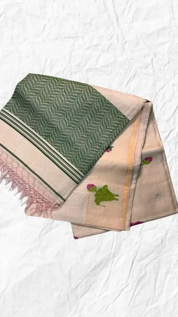 Light Pink Tussar Jamdani Saree
