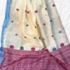 White Tussar Kolka Saree