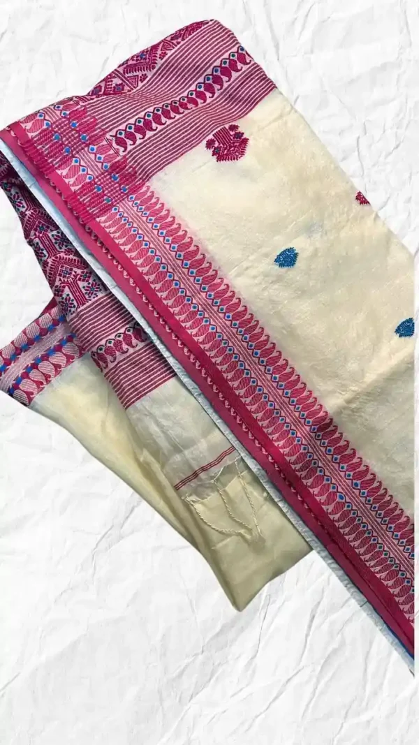 White Tussar Kolka Saree