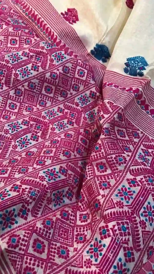 White Tussar Kolka Saree