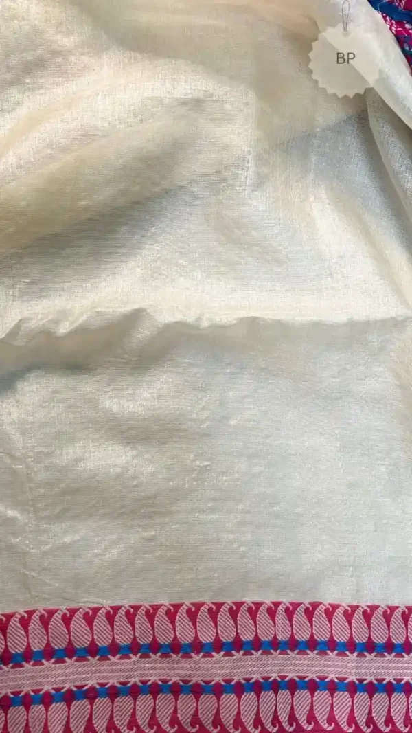 White Tussar Kolka Saree